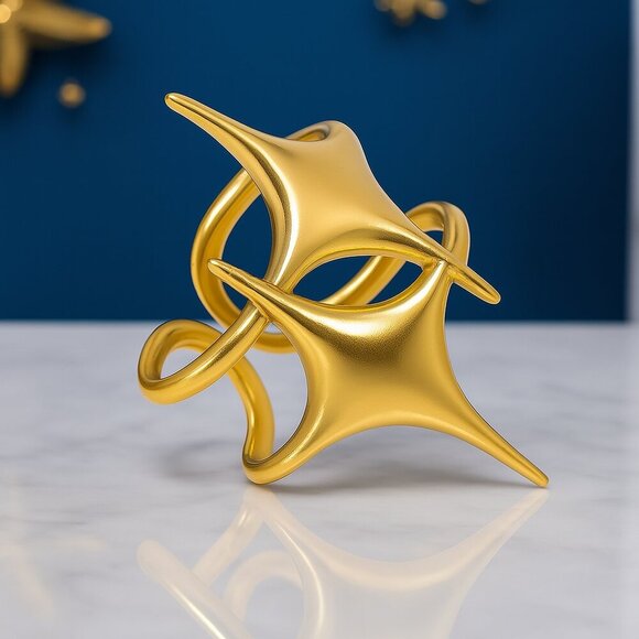 Celestial Starburst 18K Gold Plated Adjustable Ring | Sculptural | Futuristic - Picture 9 of 13